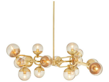 Arteriors Home Hadly 16-Light Chandelier with Smoke Seedy Glass in Antique Brass