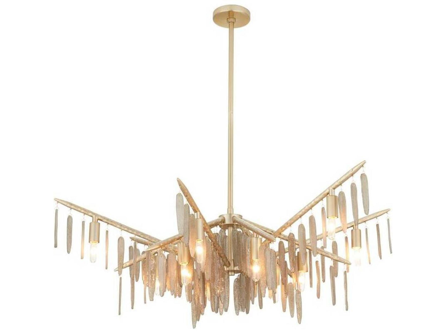 Arteriors Home Gia 12-Light Chandelier in Champagne Hammered Iron and Smoke Glass