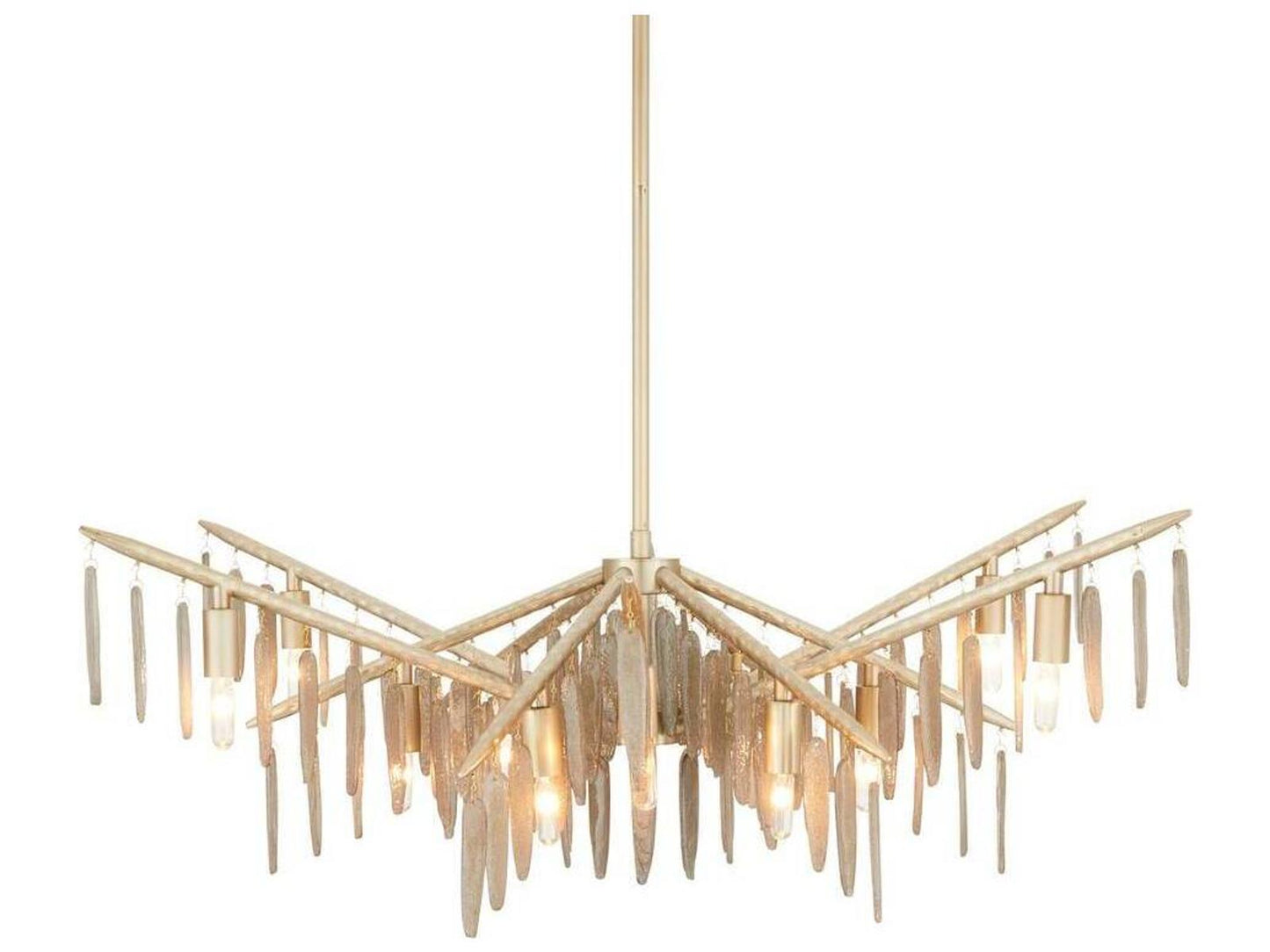 Arteriors Home Gia 12-Light Chandelier in Champagne Hammered Iron and Smoke Glass