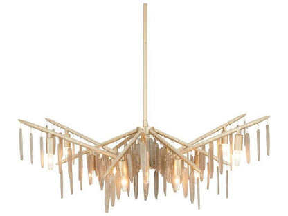 Arteriors Home Gia 12-Light Chandelier in Champagne Hammered Iron and Smoke Glass