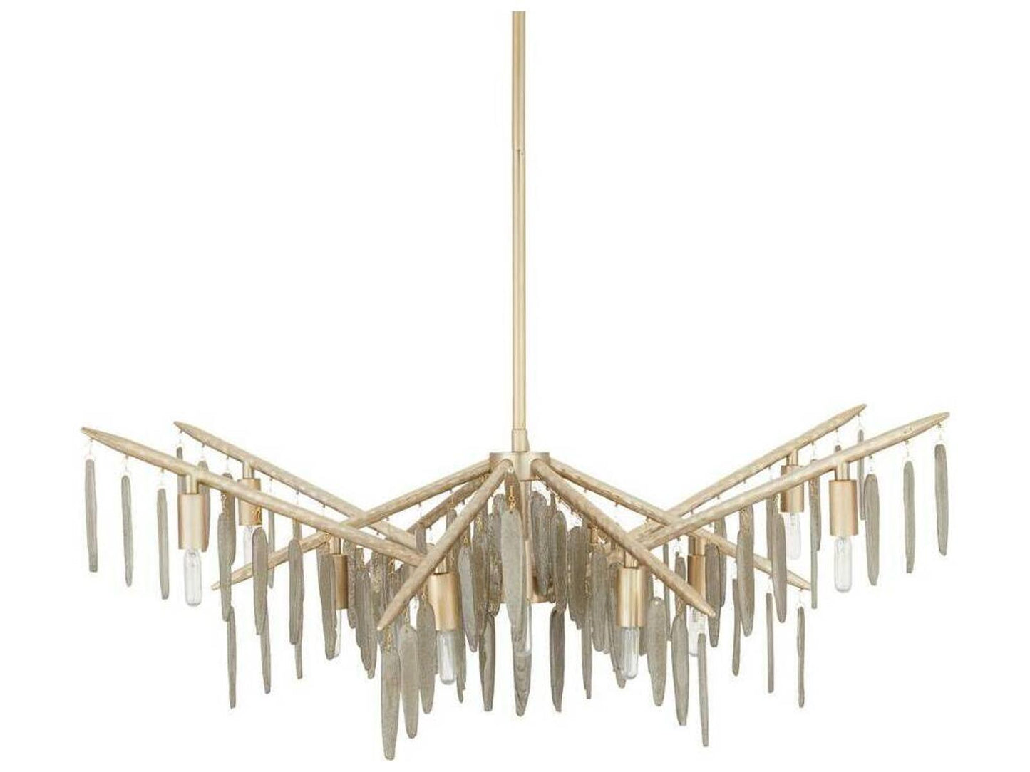 Arteriors Home Gia 12-Light Chandelier in Champagne Hammered Iron and Smoke Glass
