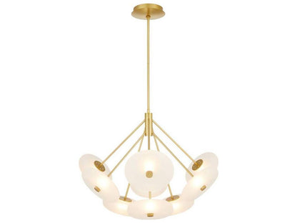 Arteriors Home 9-Light Helios Chandelier in Antique Brass with Frosted Glass