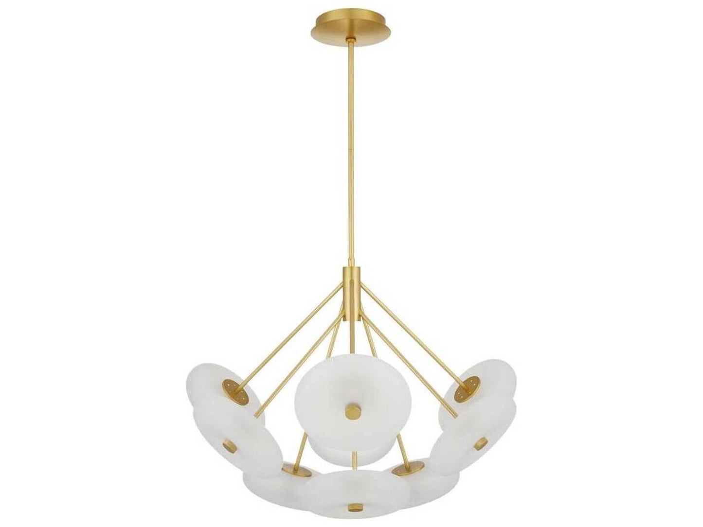 Arteriors Home 9-Light Helios Chandelier in Antique Brass with Frosted Glass