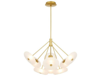 Arteriors Home 9-Light Helios Chandelier in Antique Brass with Frosted Glass