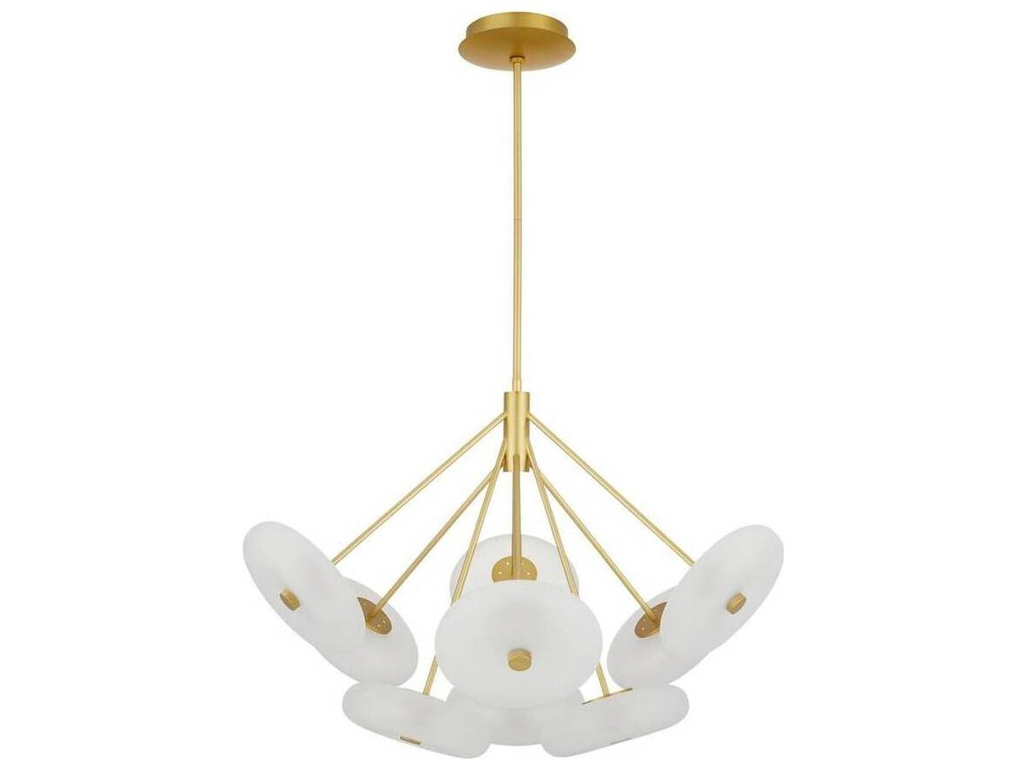 Arteriors Home 9-Light Helios Chandelier in Antique Brass with Frosted Glass