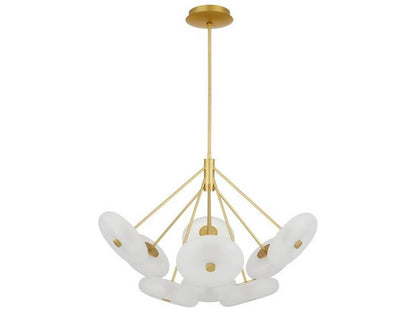 Arteriors Home 9-Light Helios Chandelier in Antique Brass with Frosted Glass