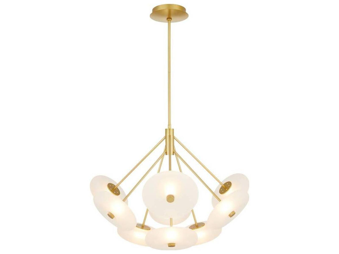 Arteriors Home 9-Light Helios Chandelier in Antique Brass with Frosted Glass