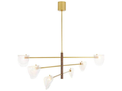 Arteriors Home Hockless 6-Light Chandelier in Antique Brass and Walnut