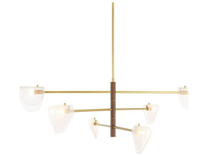 Arteriors Home Hockless 6-Light Chandelier in Antique Brass and Walnut