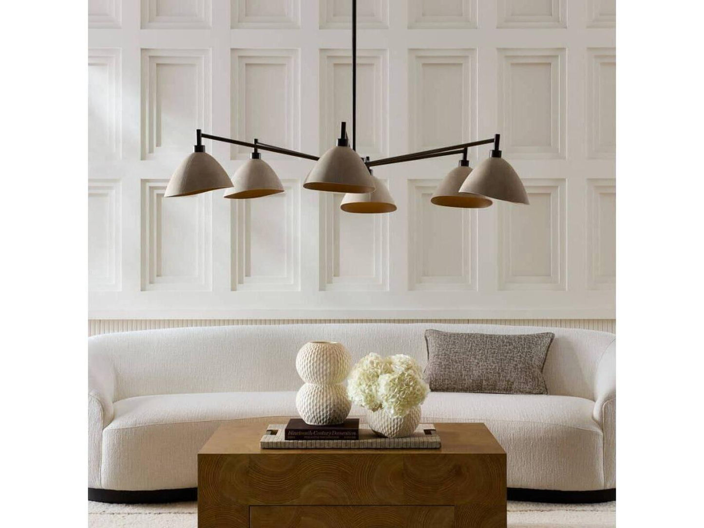 Arteriors Home 6-Light Inlet Chandelier in English Bronze and Ivory Faux Shagreen