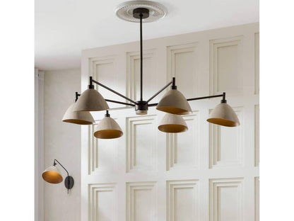 Arteriors Home 6-Light Inlet Chandelier in English Bronze and Ivory Faux Shagreen
