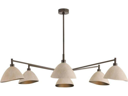 Arteriors Home 6-Light Inlet Chandelier in English Bronze and Ivory Faux Shagreen