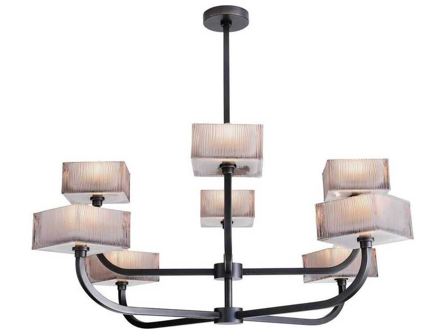 Arteriors Home 8-Light Louis Chandelier in English Bronze with Geometric Tiered Glass