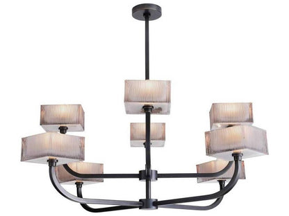 Arteriors Home 8-Light Louis Chandelier in English Bronze with Geometric Tiered Glass
