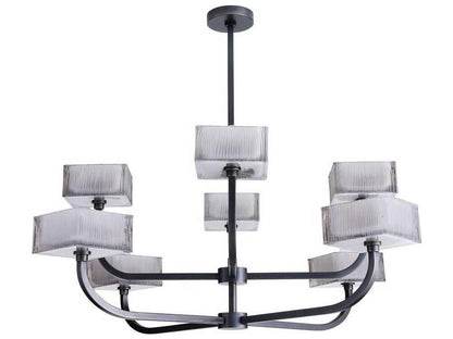 Arteriors Home 8-Light Louis Chandelier in English Bronze with Geometric Tiered Glass