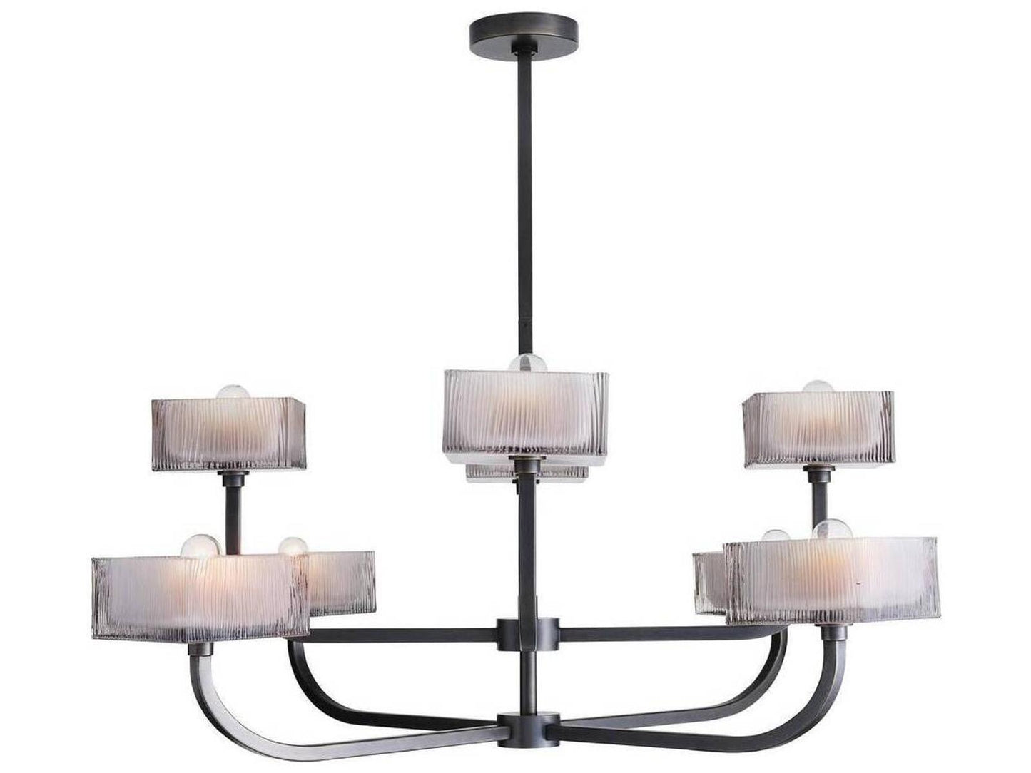 Arteriors Home 8-Light Louis Chandelier in English Bronze with Geometric Tiered Glass