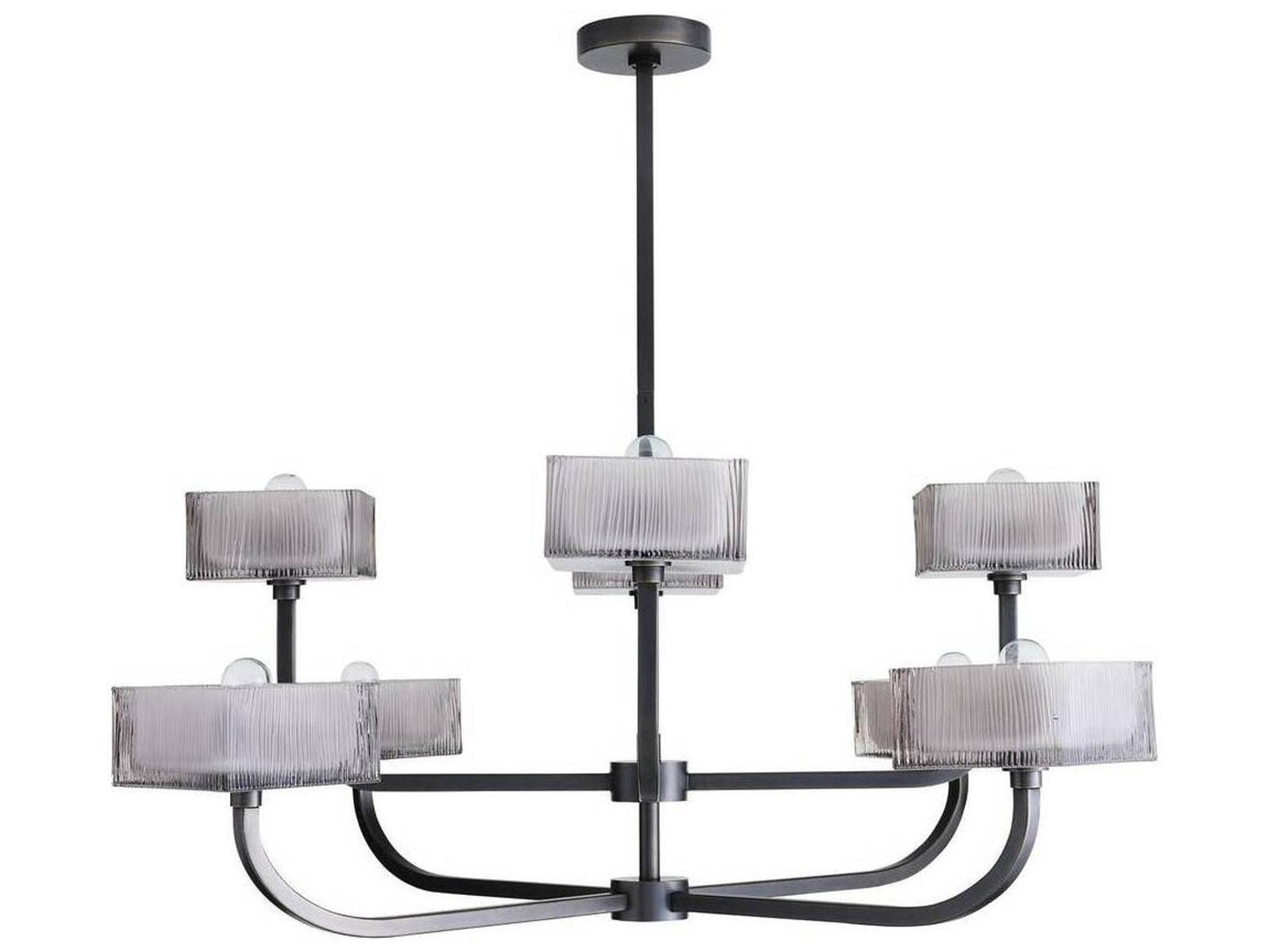 Arteriors Home 8-Light Louis Chandelier in English Bronze with Geometric Tiered Glass