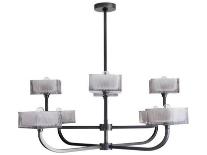 Arteriors Home 8-Light Louis Chandelier in English Bronze with Geometric Tiered Glass