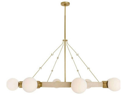 Arteriors Home Liberty 8-Light Globe Chandelier in Matte Opal and Antique Brass