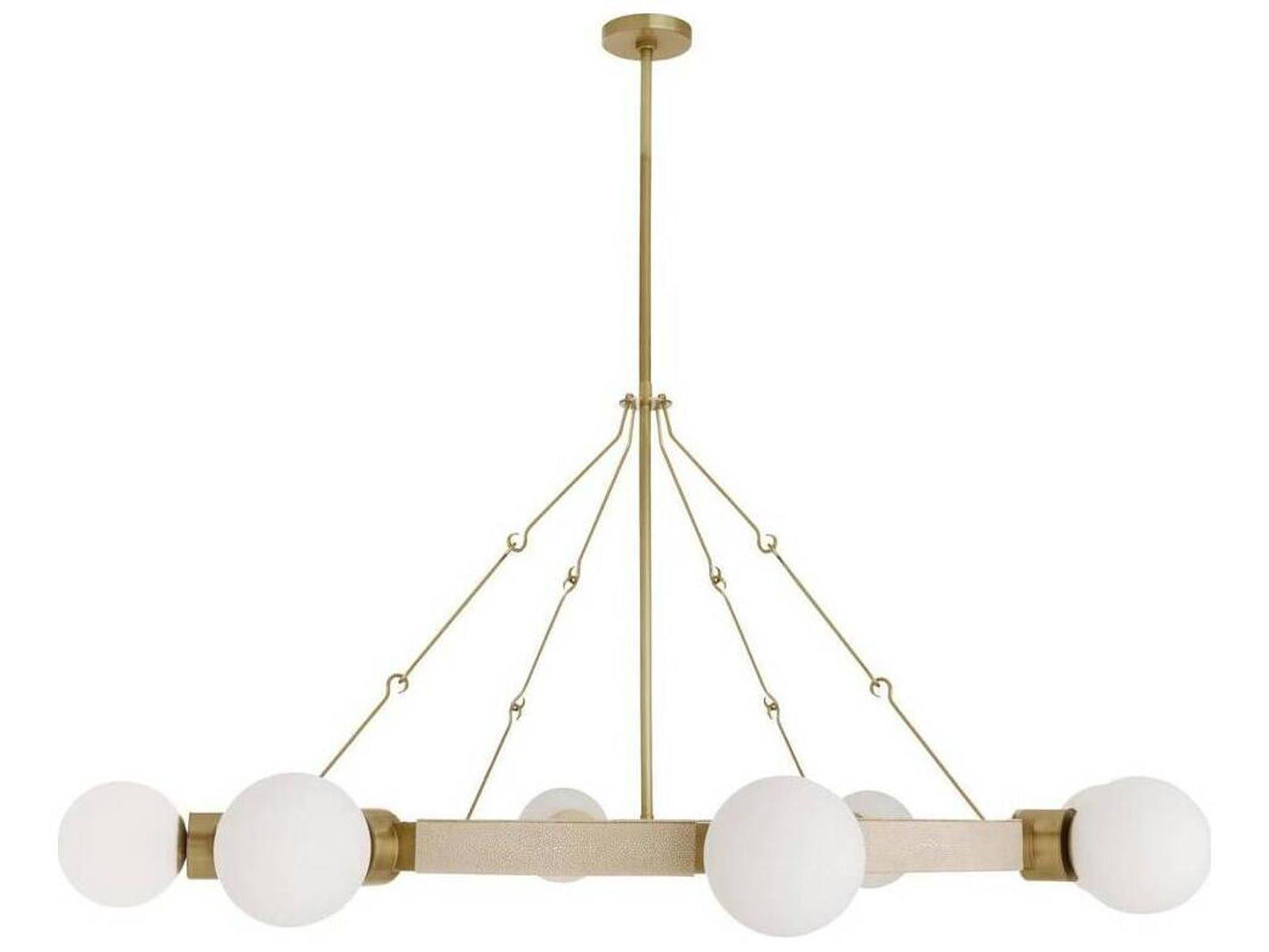 Arteriors Home Liberty 8-Light Globe Chandelier in Matte Opal and Antique Brass
