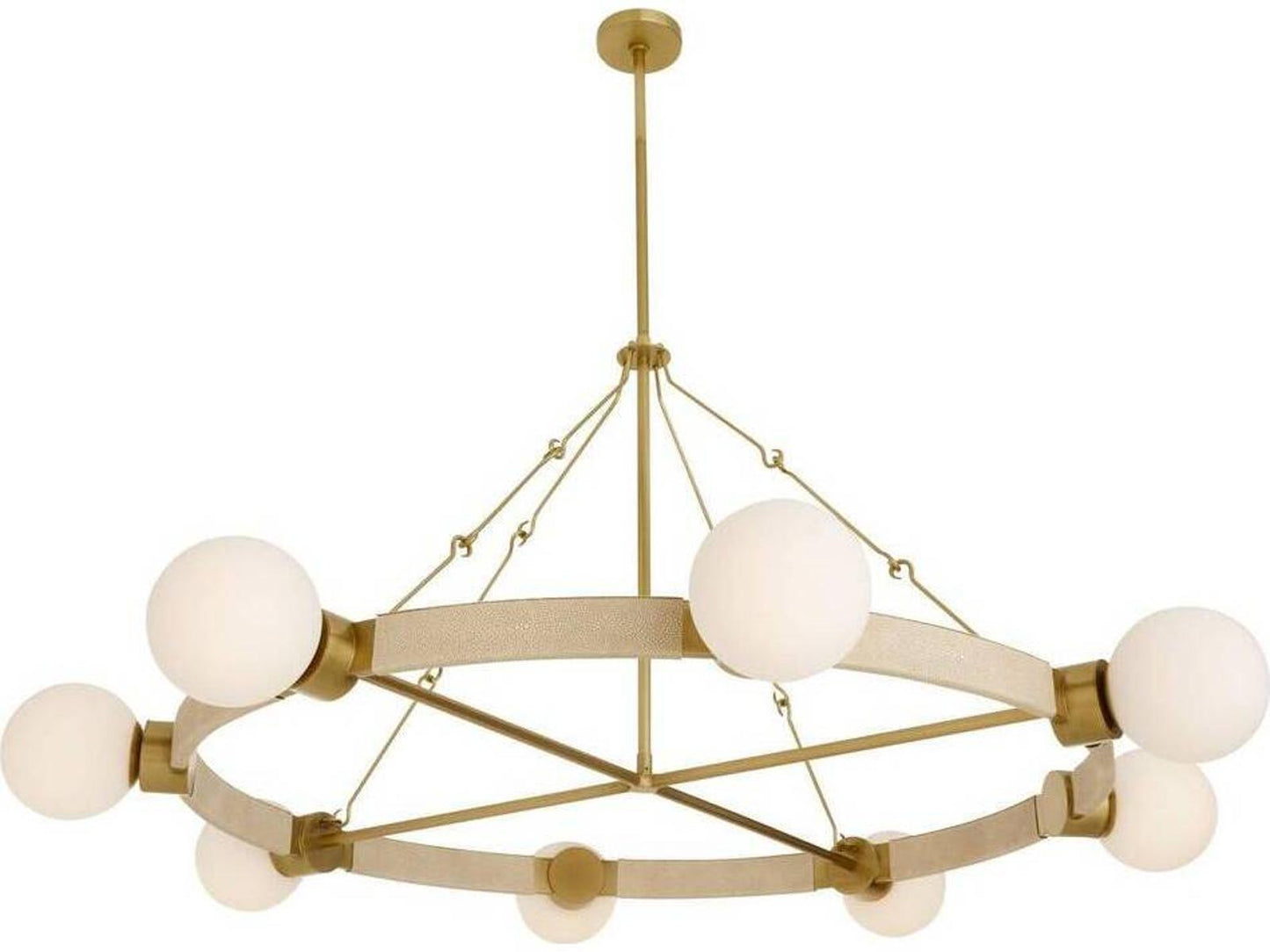 Arteriors Home Liberty 8-Light Globe Chandelier in Matte Opal and Antique Brass