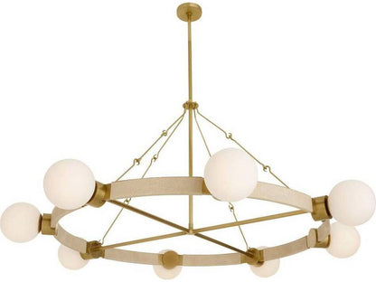 Arteriors Home Liberty 8-Light Globe Chandelier in Matte Opal and Antique Brass