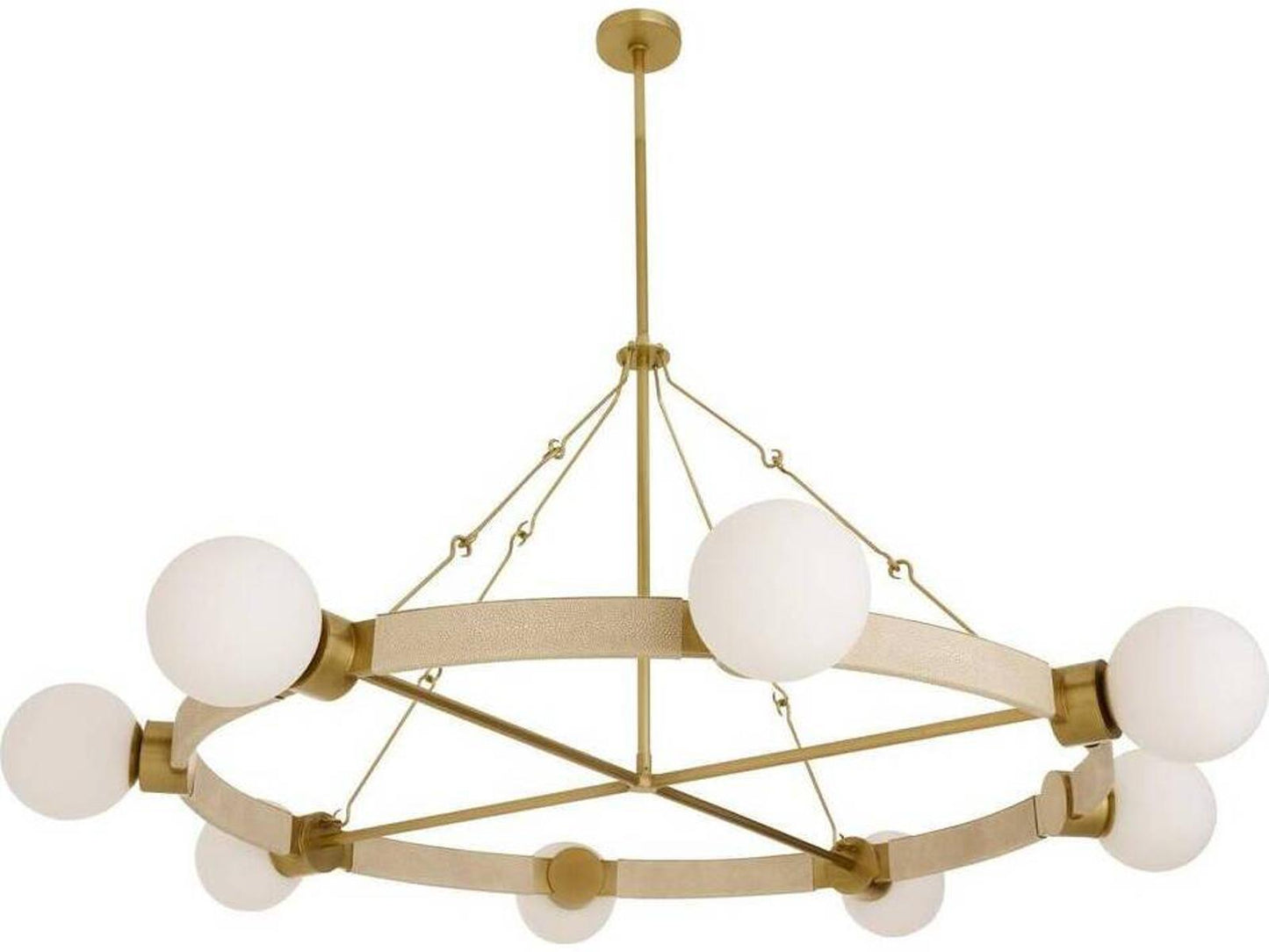 Arteriors Home Liberty 8-Light Globe Chandelier in Matte Opal and Antique Brass