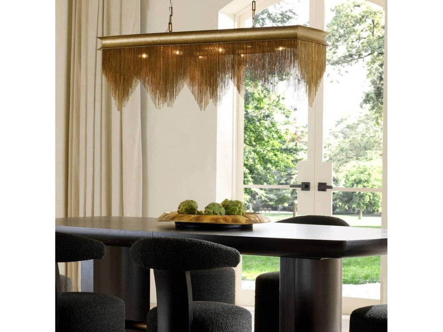 Arteriors Home Heiress 6-Light Linear Chandelier in Vintage Brass