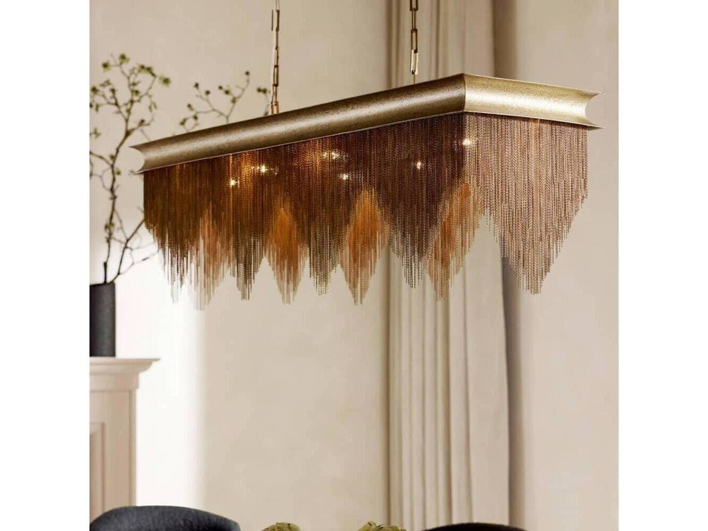 Arteriors Home Heiress 6-Light Linear Chandelier in Vintage Brass