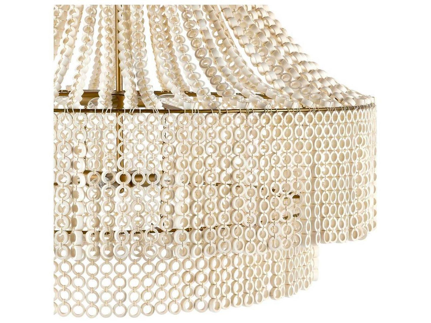 Arteriors Home 8-Light Hannie Large Chandelier in Whitewash Beechwood and Antique Brass