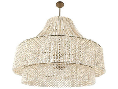 Arteriors Home 8-Light Hannie Large Chandelier in Whitewash Beechwood and Antique Brass