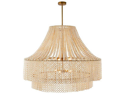 Arteriors Home 8-Light Hannie Large Chandelier in Whitewash Beechwood and Antique Brass
