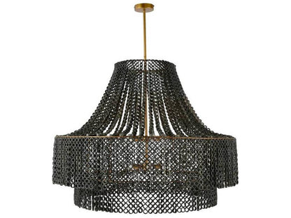 Arteriors Home 8-Light Hannie Large Chandelier in Gray Wash and Antique Brass