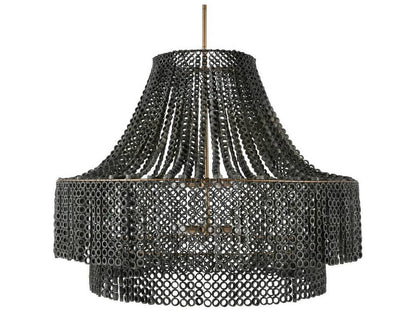 Arteriors Home 8-Light Hannie Large Chandelier in Gray Wash and Antique Brass