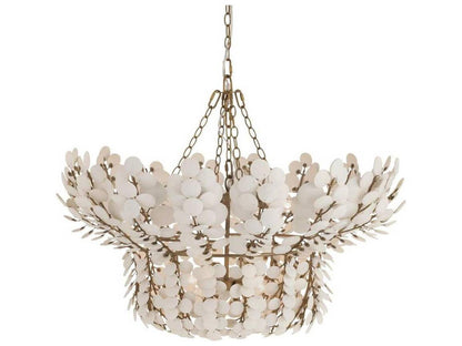 Arteriors Home 8-Light Bilal Chandelier with Ivory Coconut Shells and Antique Brass