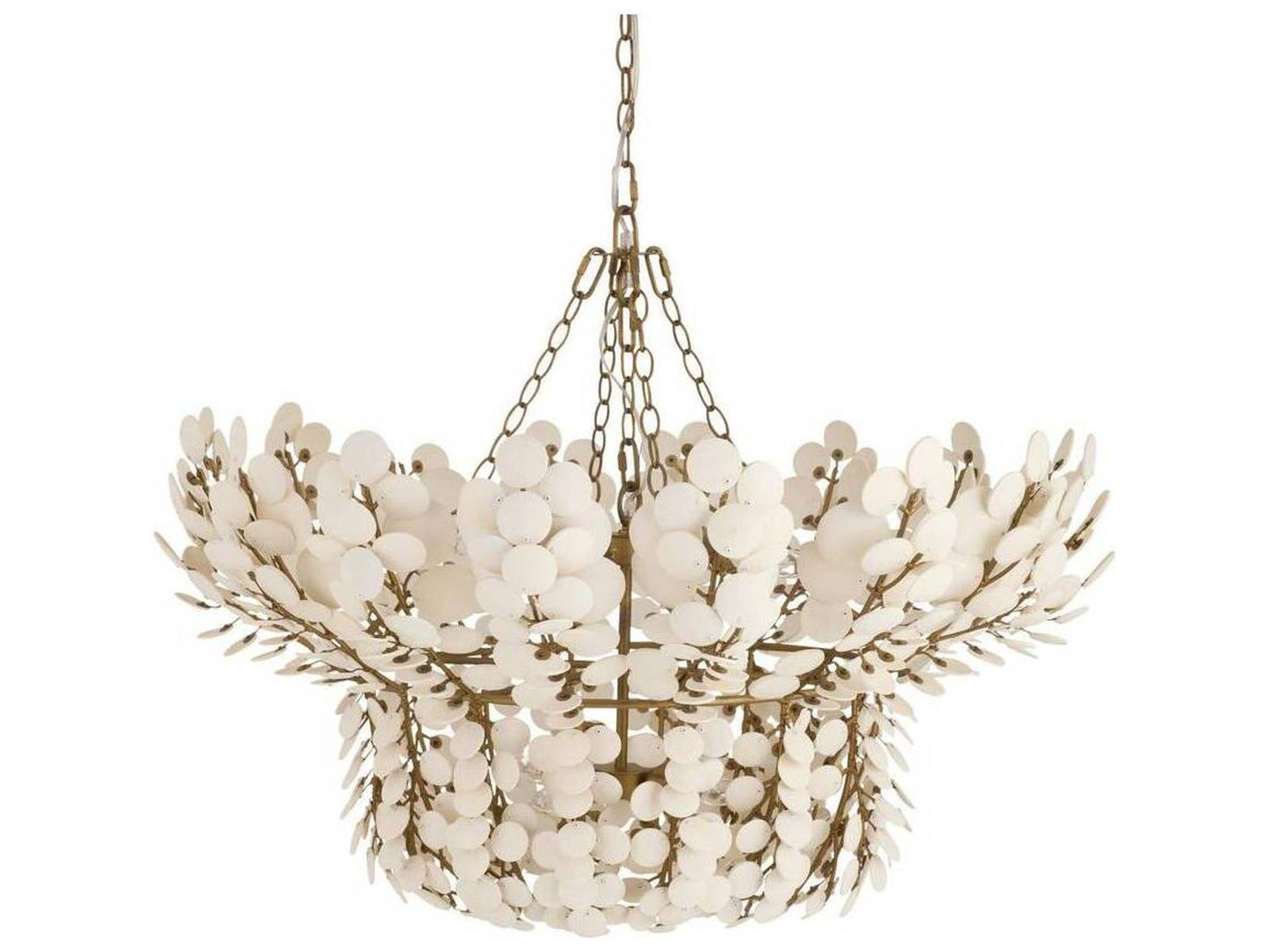 Arteriors Home 8-Light Bilal Chandelier with Ivory Coconut Shells and Antique Brass