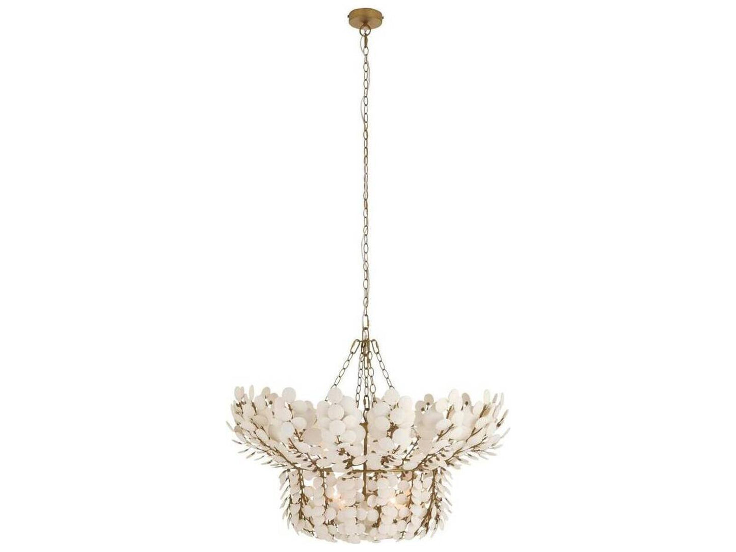 Arteriors Home 8-Light Bilal Chandelier with Ivory Coconut Shells and Antique Brass