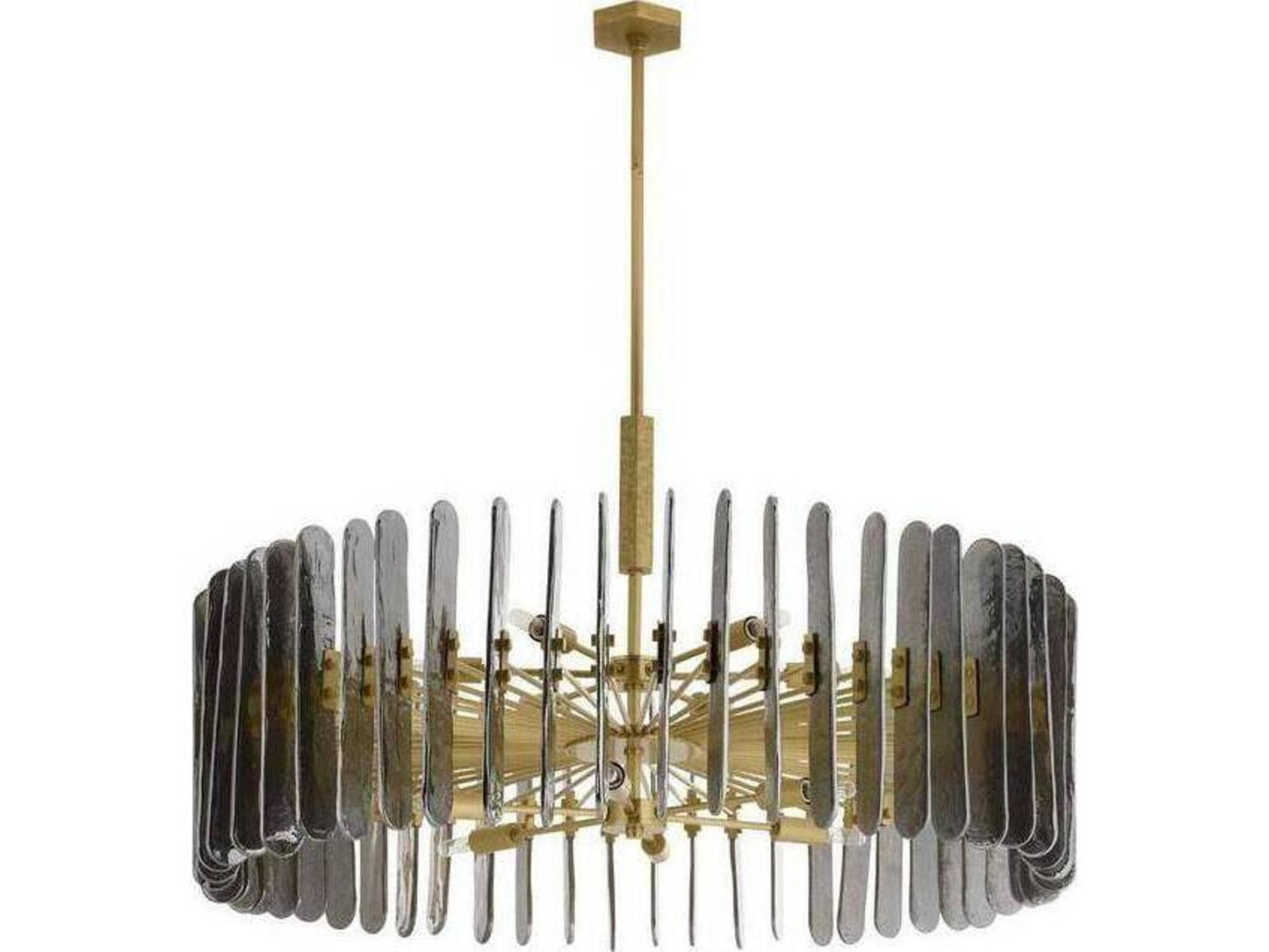 Arteriors Home Klaus 12-Light Large Chandelier in Smoke Glass and Antique Brass