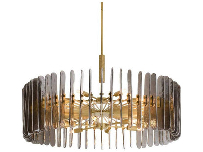 Arteriors Home Klaus 12-Light Large Chandelier in Smoke Glass and Antique Brass