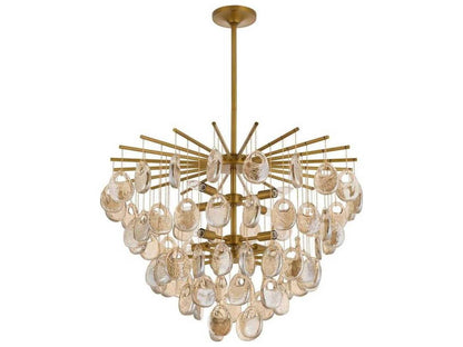 Arteriors Home Jacqueline 8-Light Waterfall Chandelier in Amber Glass and Antique Brass