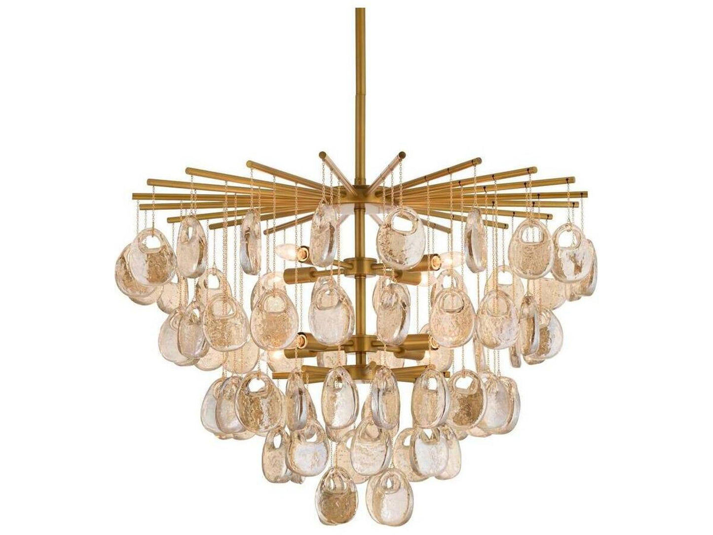 Arteriors Home Jacqueline 8-Light Waterfall Chandelier in Amber Glass and Antique Brass