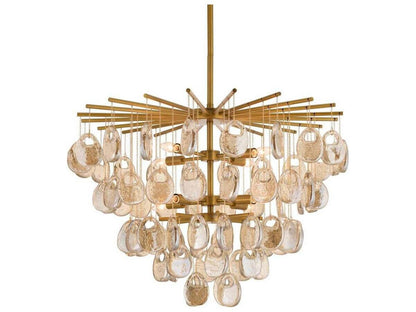 Arteriors Home Jacqueline 8-Light Waterfall Chandelier in Amber Glass and Antique Brass