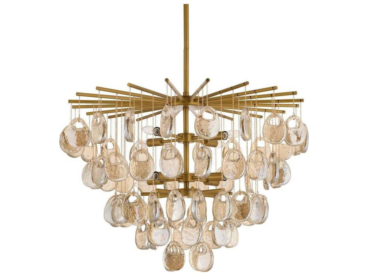Arteriors Home Jacqueline 8-Light Waterfall Chandelier in Amber Glass and Antique Brass