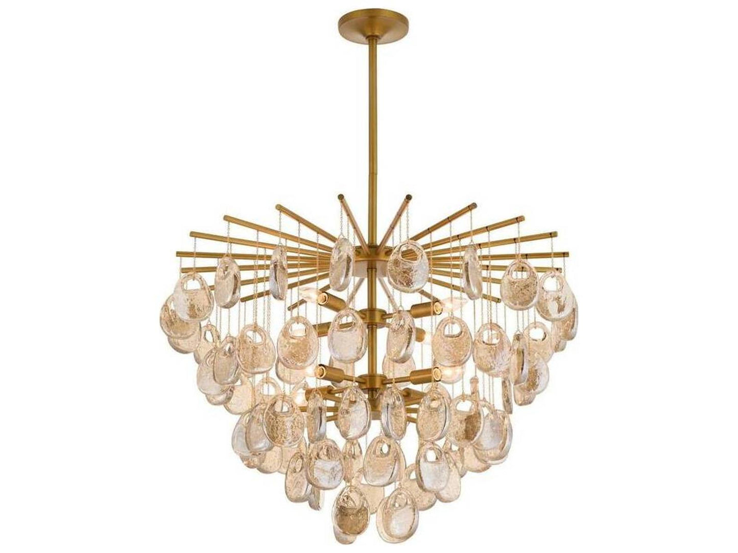 Arteriors Home Jacqueline 8-Light Waterfall Chandelier in Amber Glass and Antique Brass