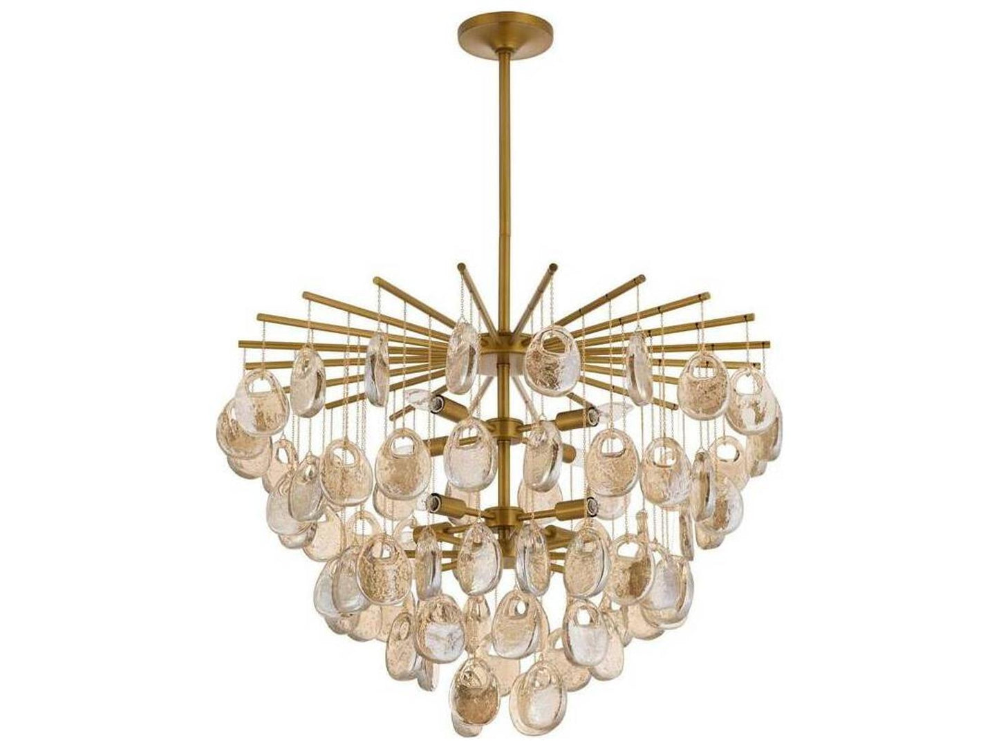 Arteriors Home Jacqueline 8-Light Waterfall Chandelier in Amber Glass and Antique Brass
