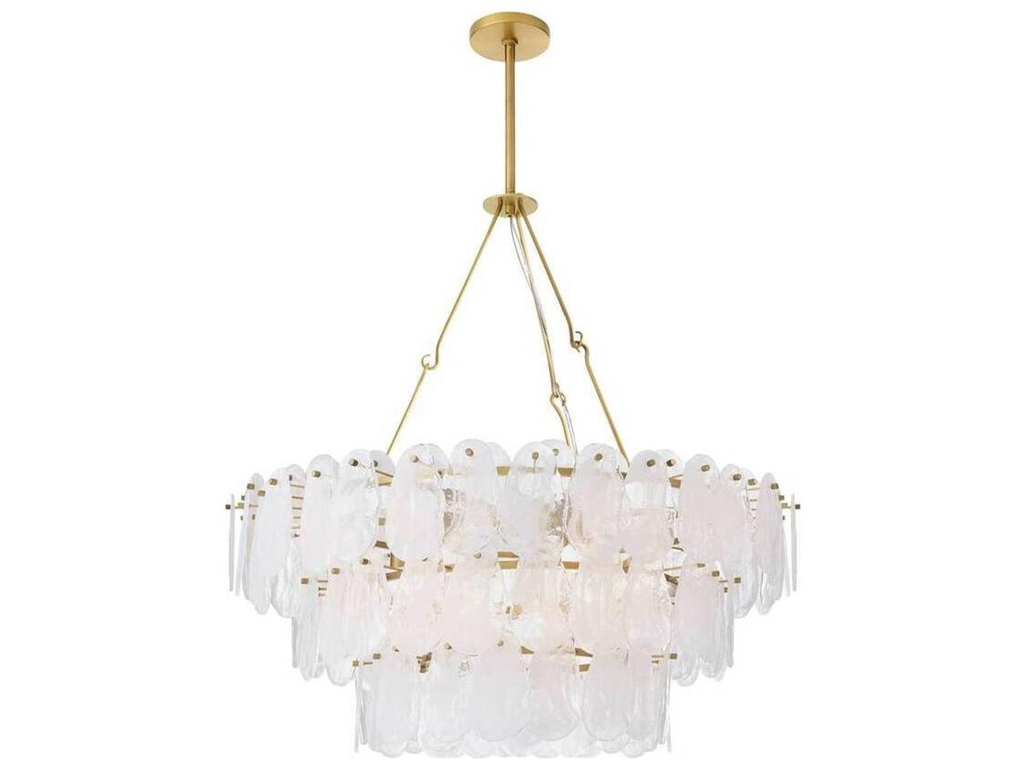 Arteriors Home Leon 7-Light Tiered Chandelier in White Glaze and Antique Brass