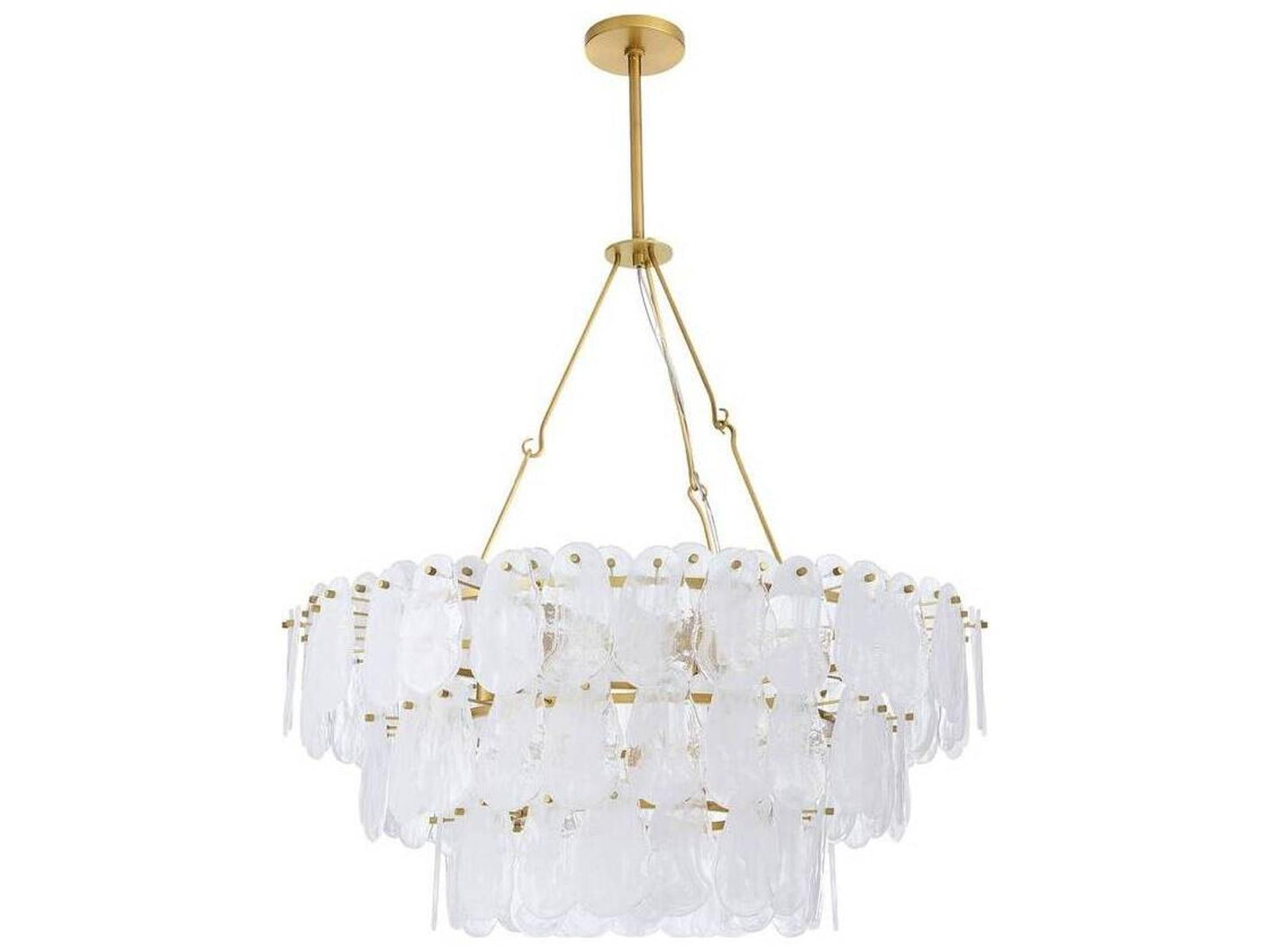 Arteriors Home Leon 7-Light Tiered Chandelier in White Glaze and Antique Brass