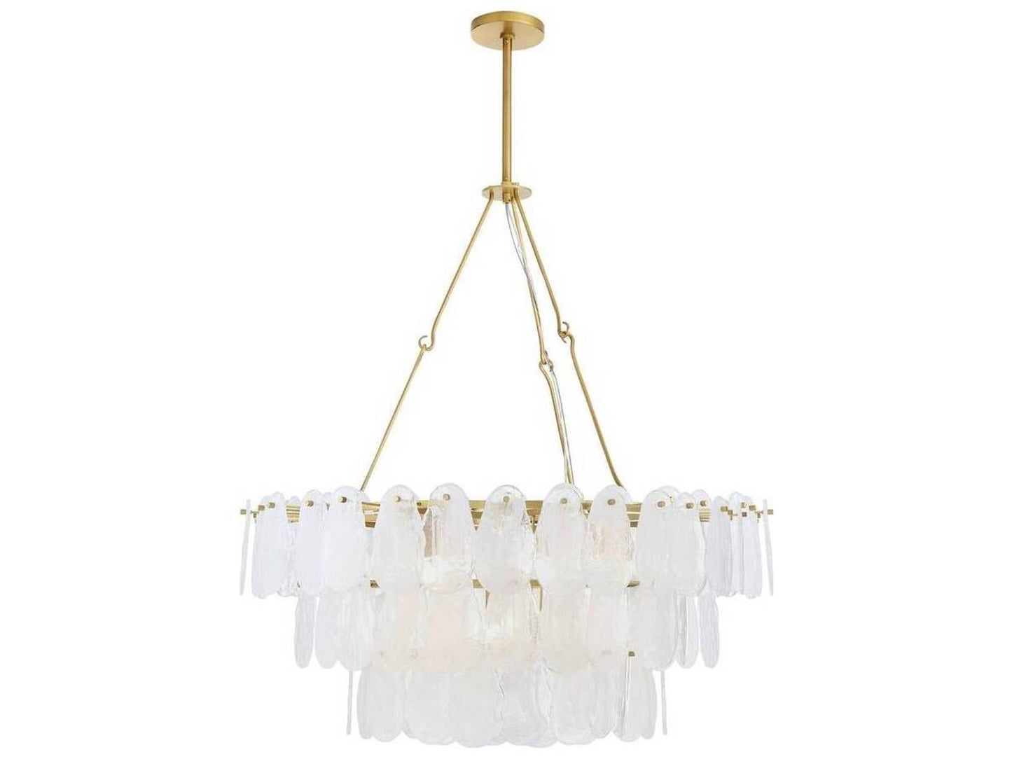 Arteriors Home Leon 7-Light Tiered Chandelier in White Glaze and Antique Brass