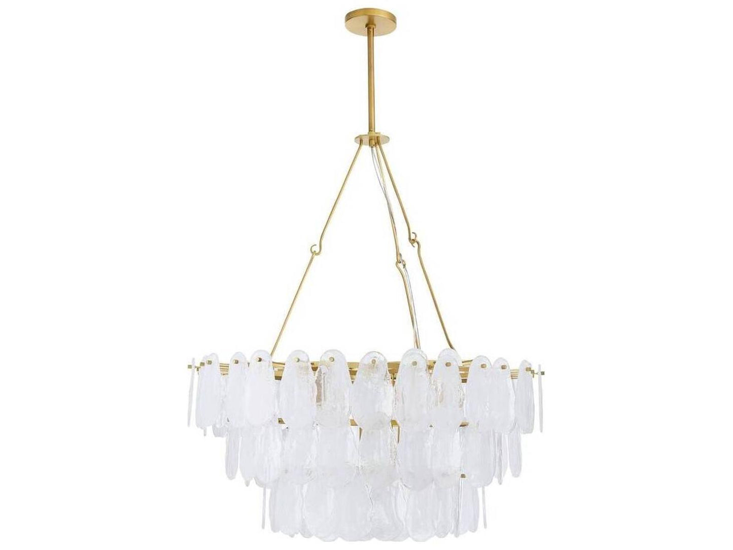 Arteriors Home Leon 7-Light Tiered Chandelier in White Glaze and Antique Brass
