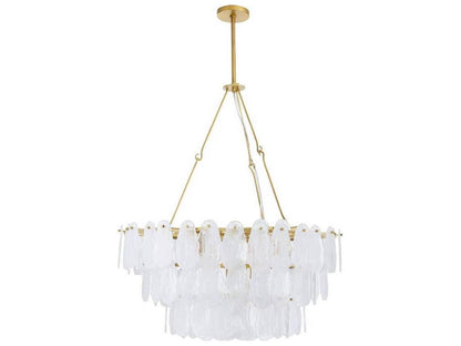 Arteriors Home Leon 7-Light Tiered Chandelier in White Glaze and Antique Brass